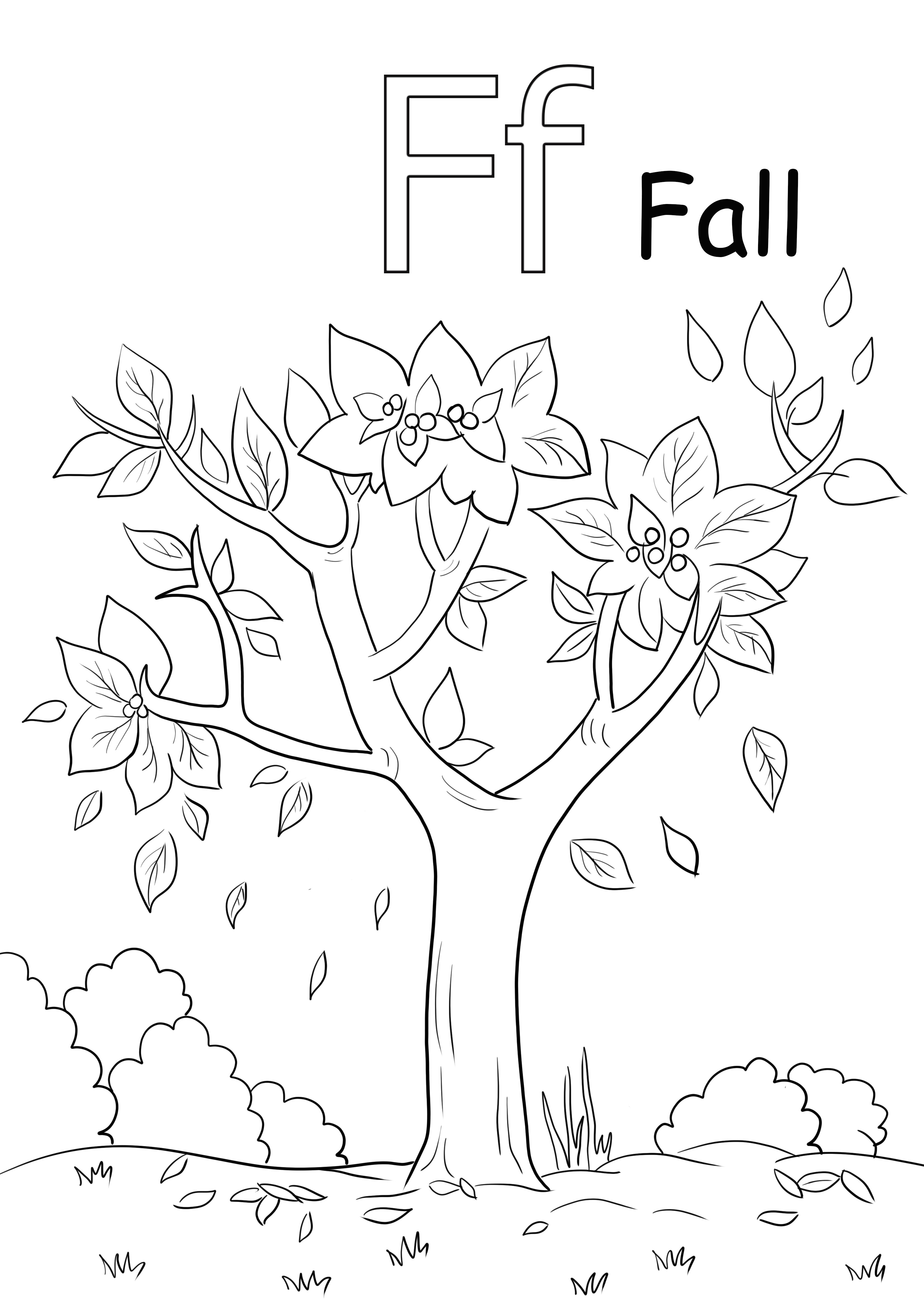 F is for fall word to print for free or download