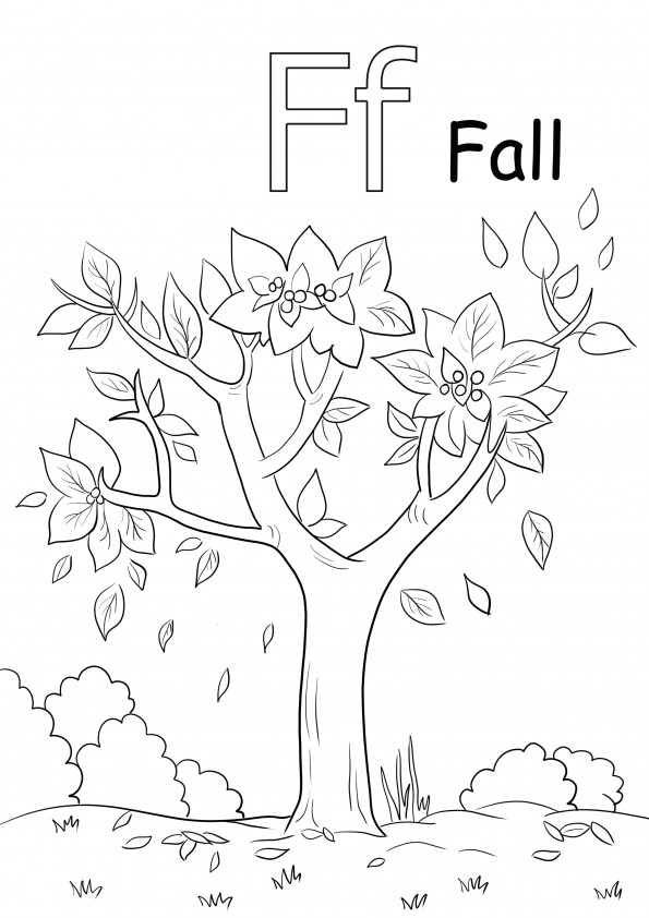 F is for fall word to print for free or download