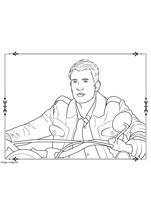 Chris Evans Riding Motorcycle coloring page