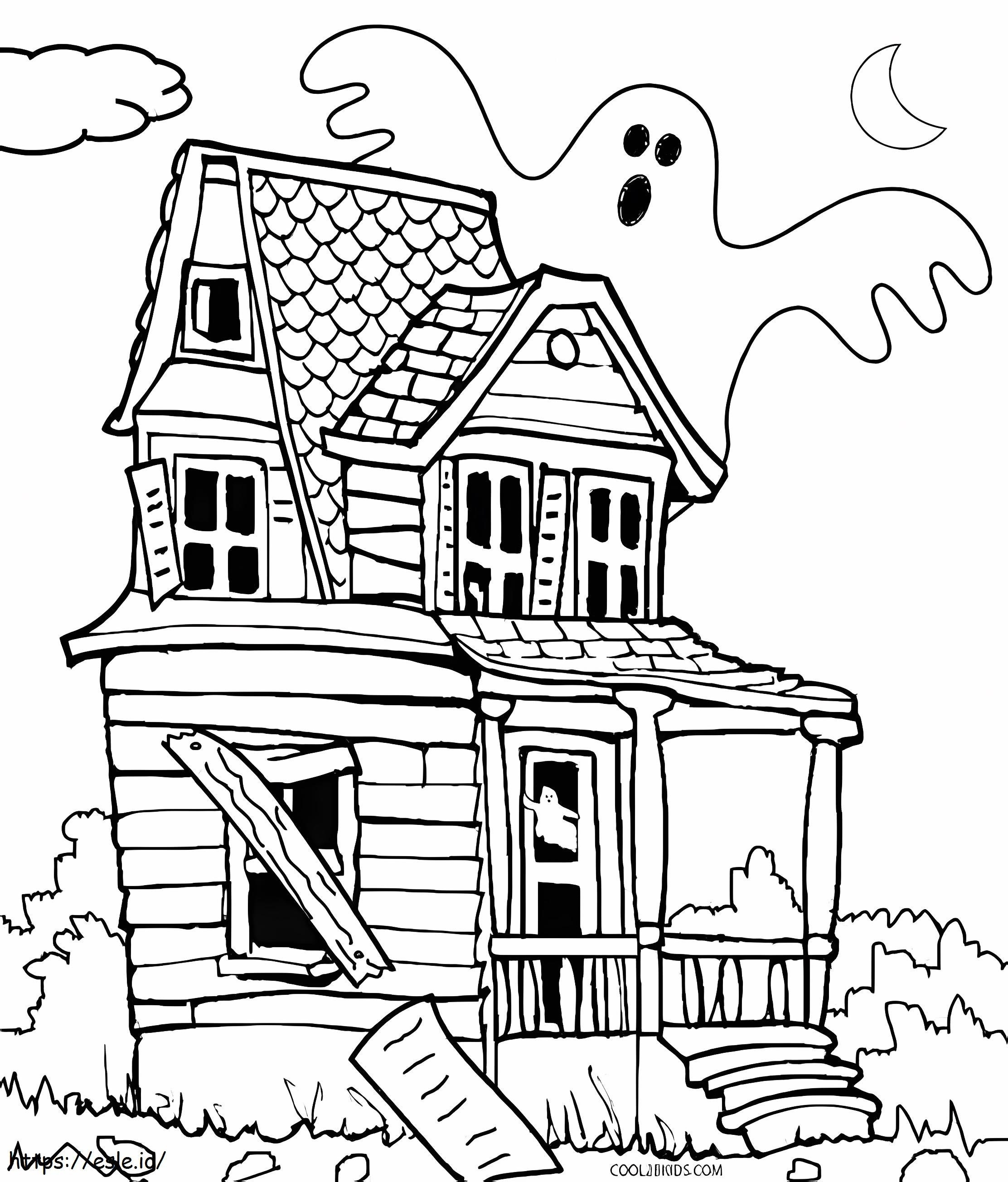 Casa assombrada fantasma para colorir