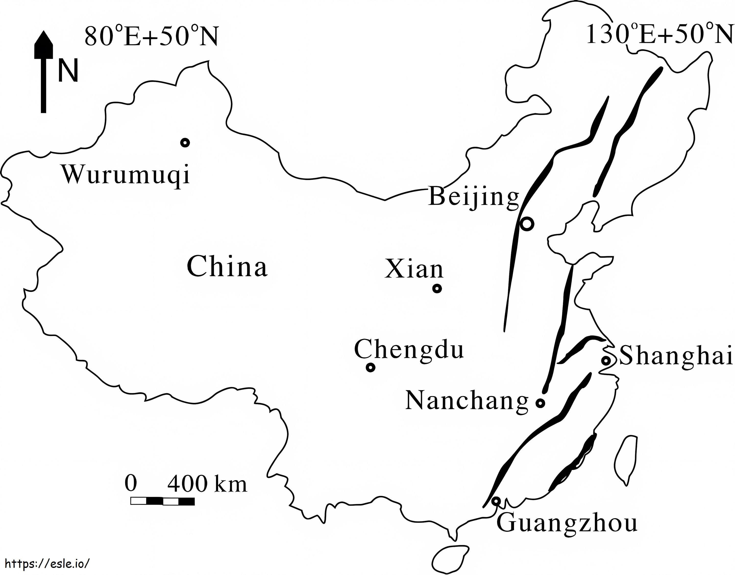 中国の地図 4 ぬりえ - 塗り絵