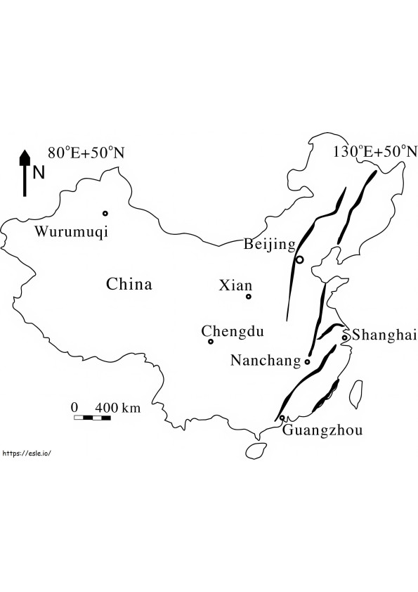 Mapa da China 4 para colorir