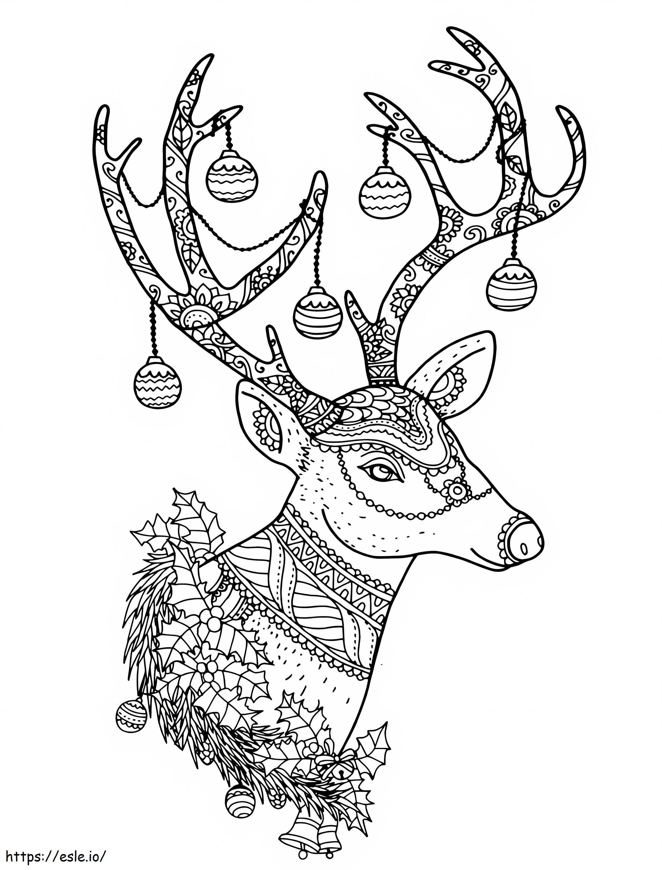 Coloriage Renne de Noël pour adultes à imprimer dessin