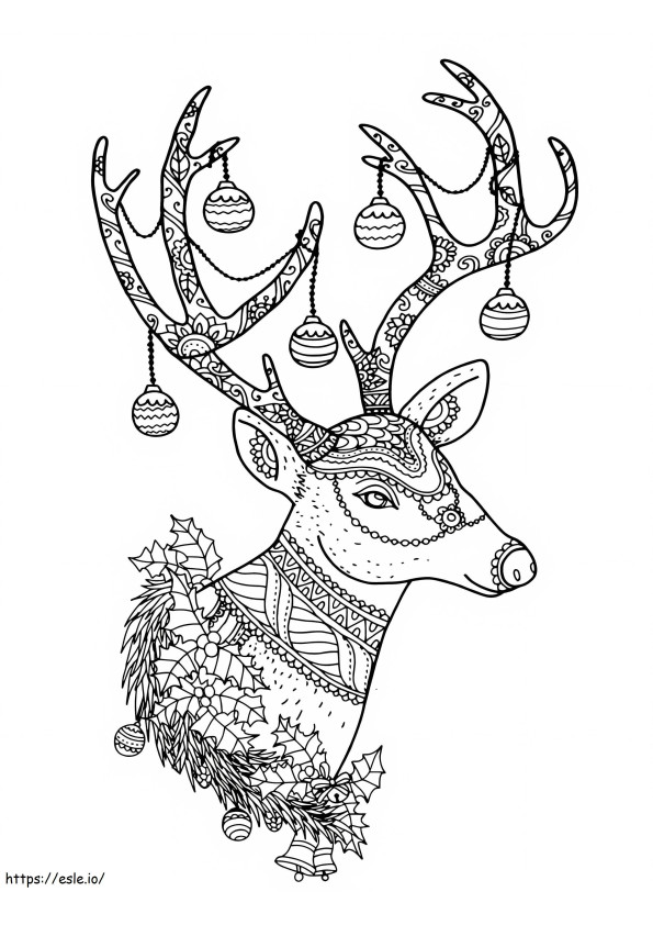 Coloriage Renne de Noël pour adultes à imprimer dessin