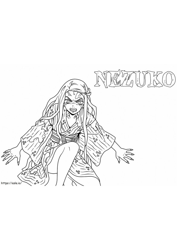 Nezuko-demonimuoto värityskuva