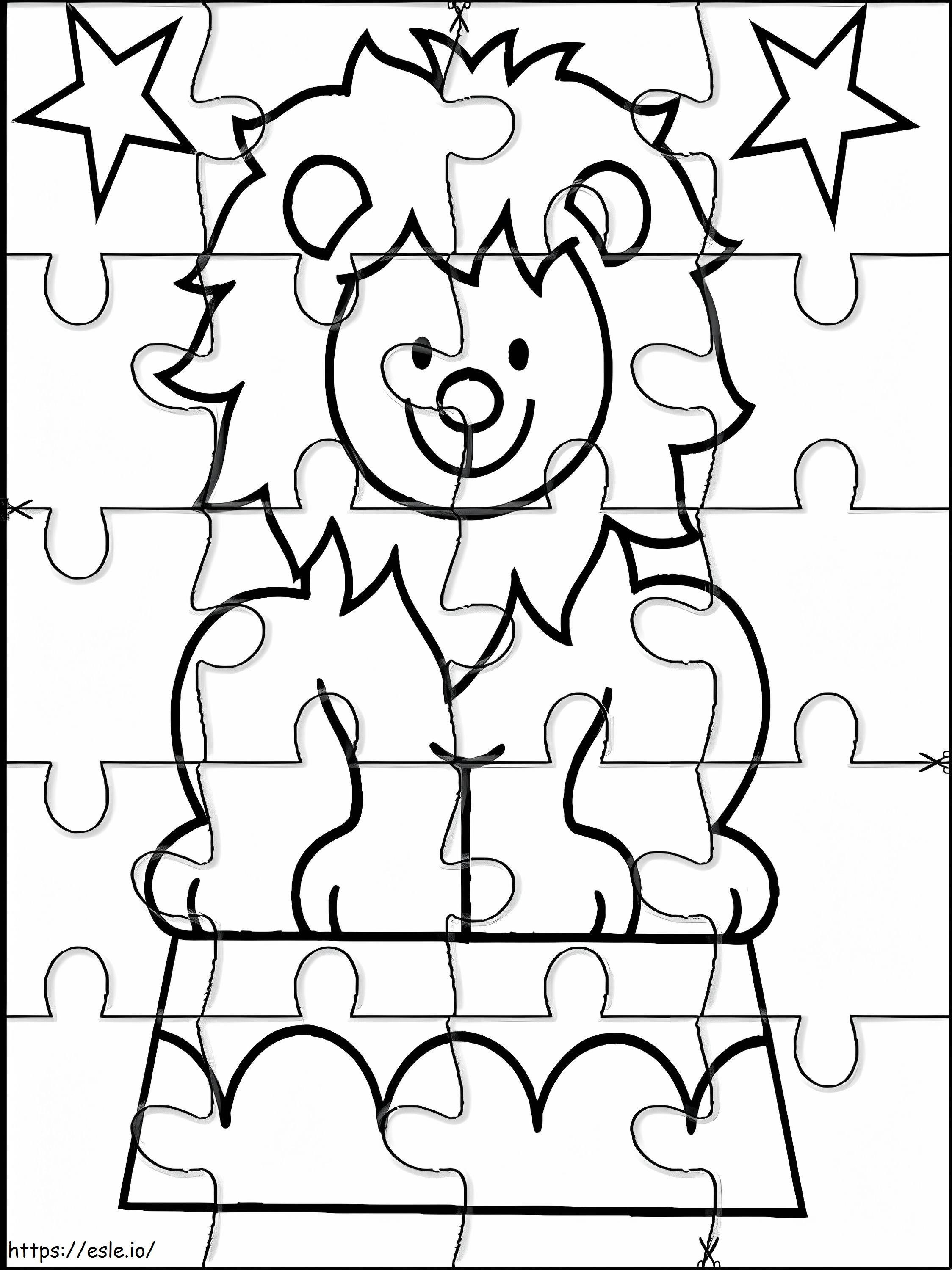 Puzzle del leone da colorare
