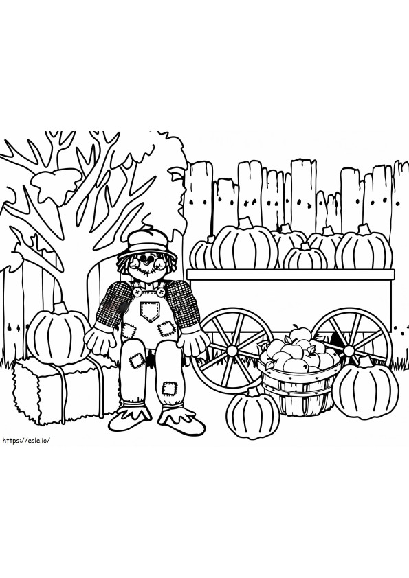 Coloriage Épouvantail de Thanksgiving à imprimer dessin