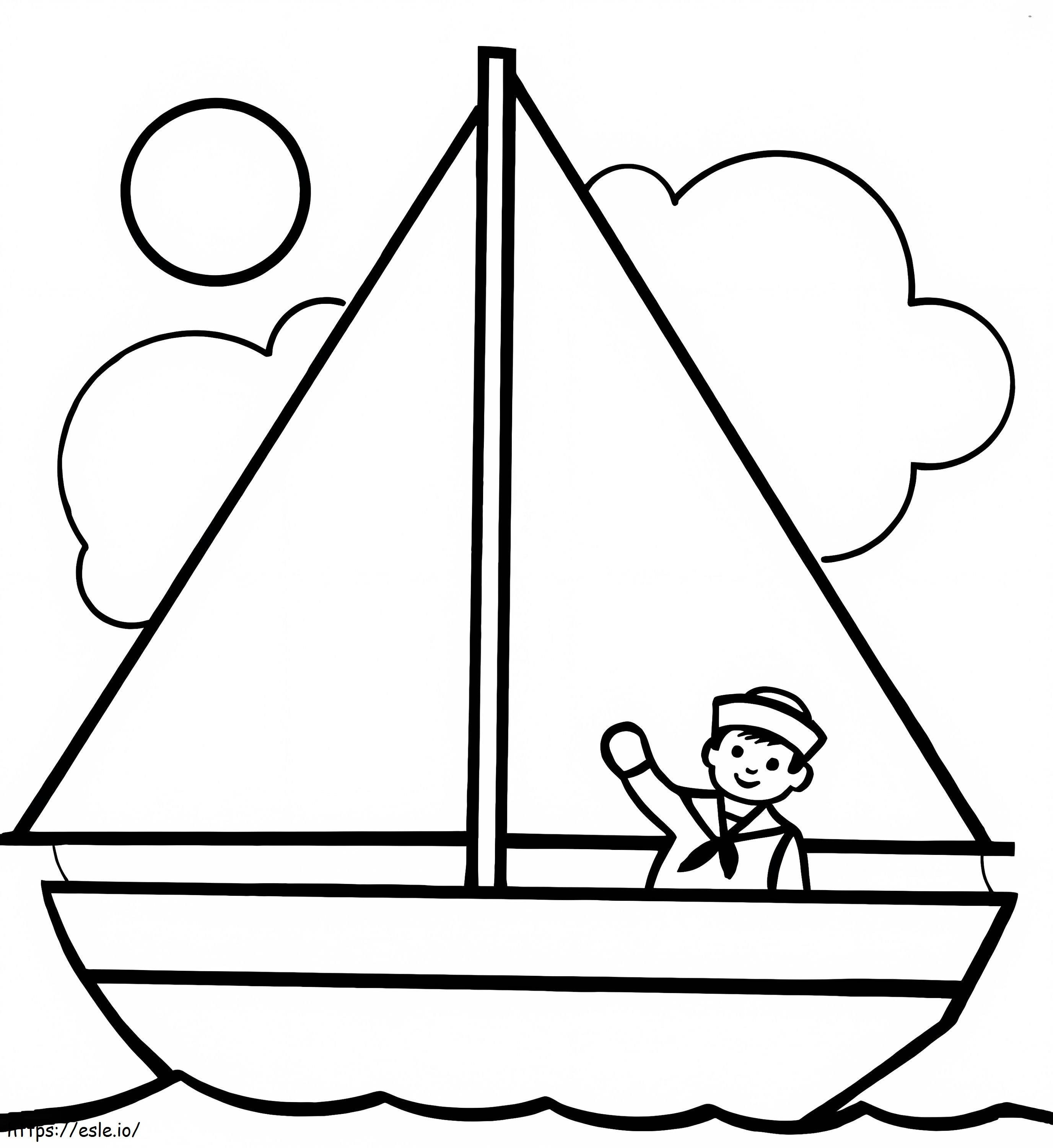 Coloriage Garçon sur un bateau à imprimer dessin