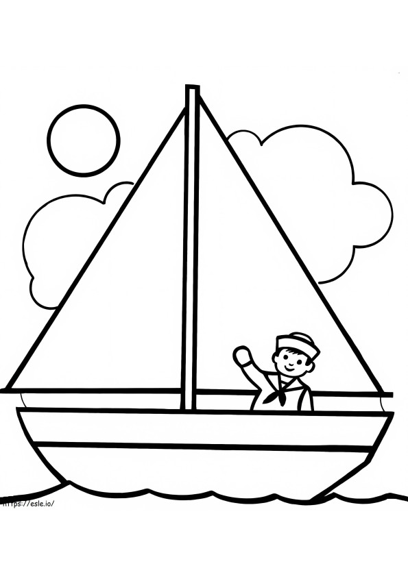 Jongen op boot kleurplaat