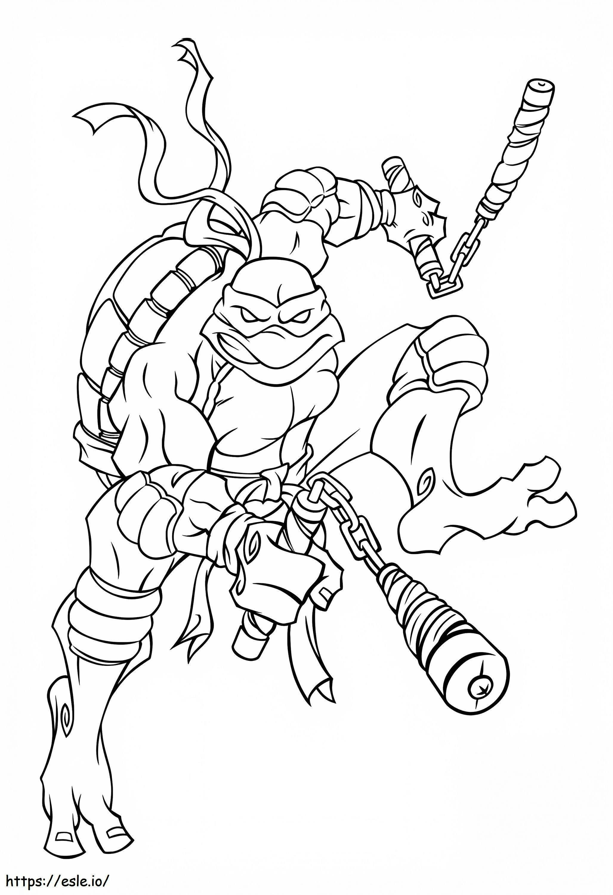 Action Ninja Turtle Michelangelo coloring page