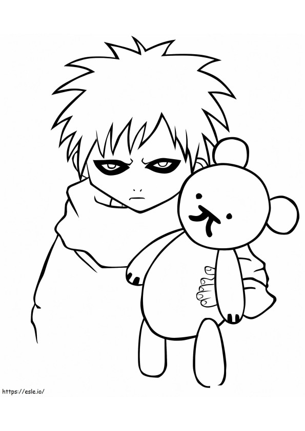 Gaara With Teddy Bear coloring page
