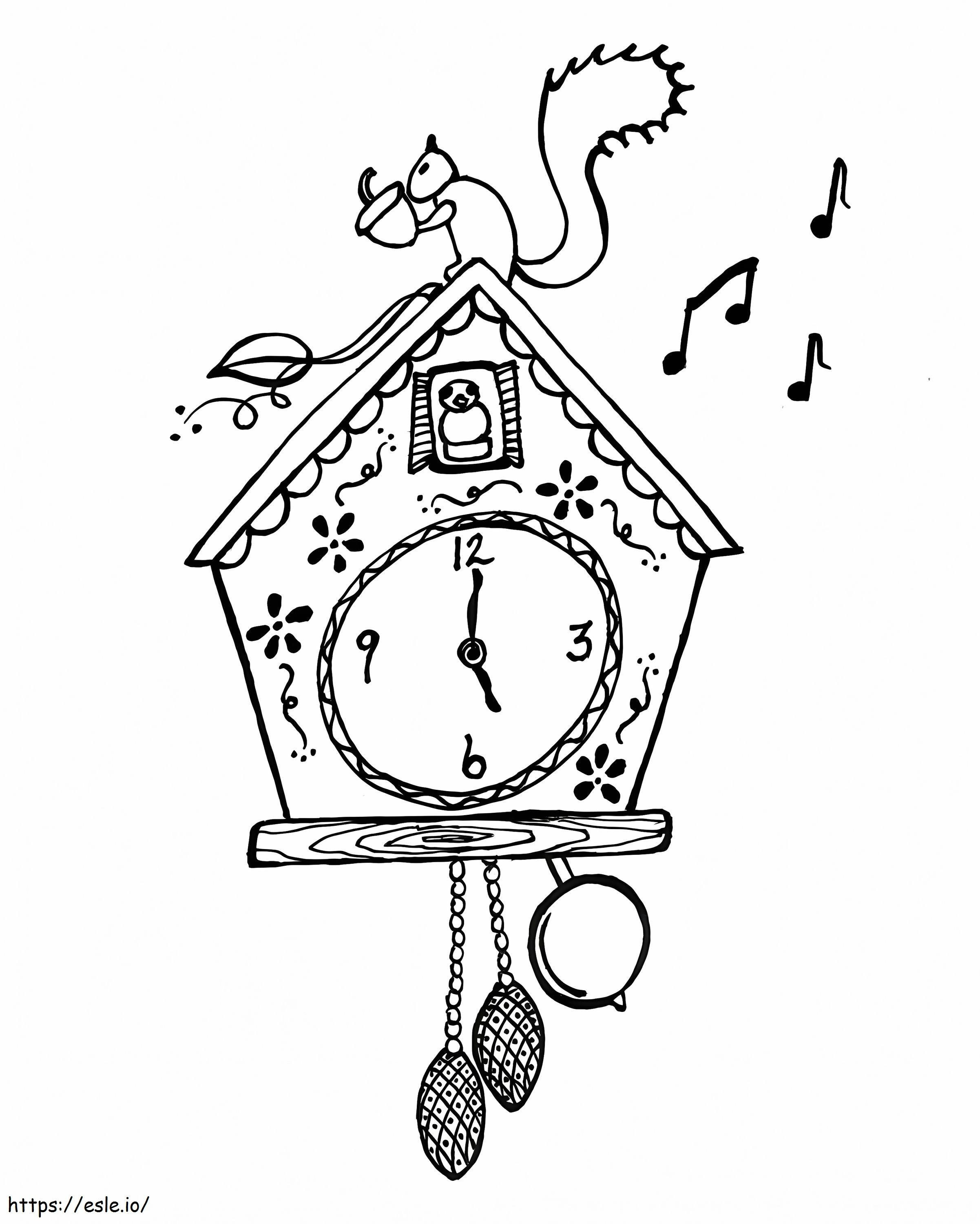 Squirrel On The Clock coloring page