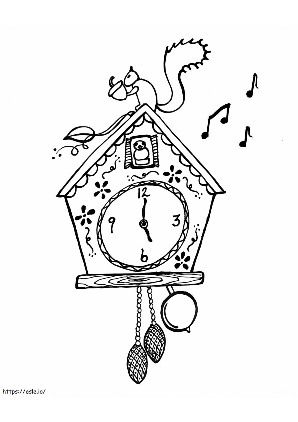 Squirrel On The Clock coloring page