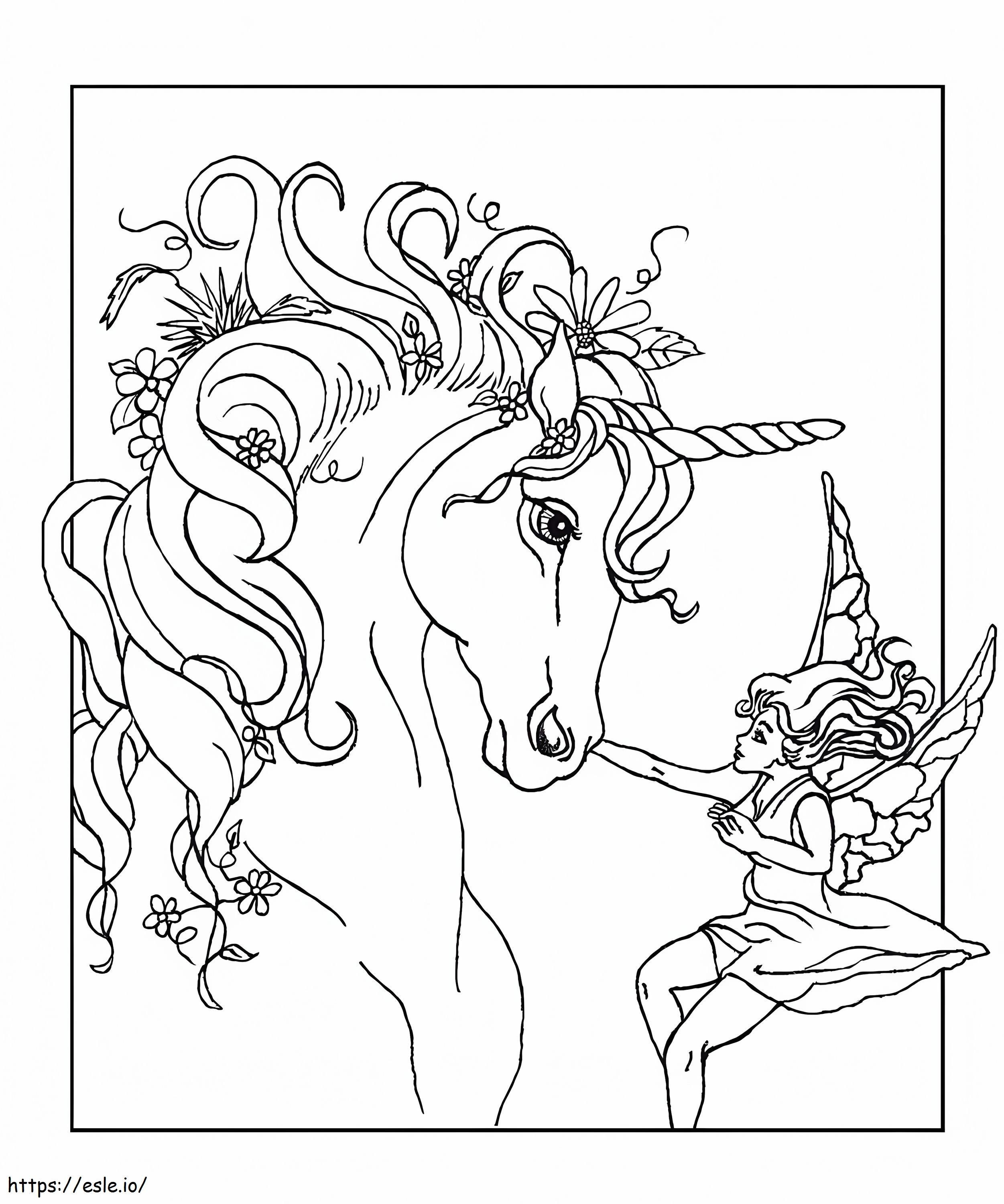 Unicorns and Fairies Coloring Page