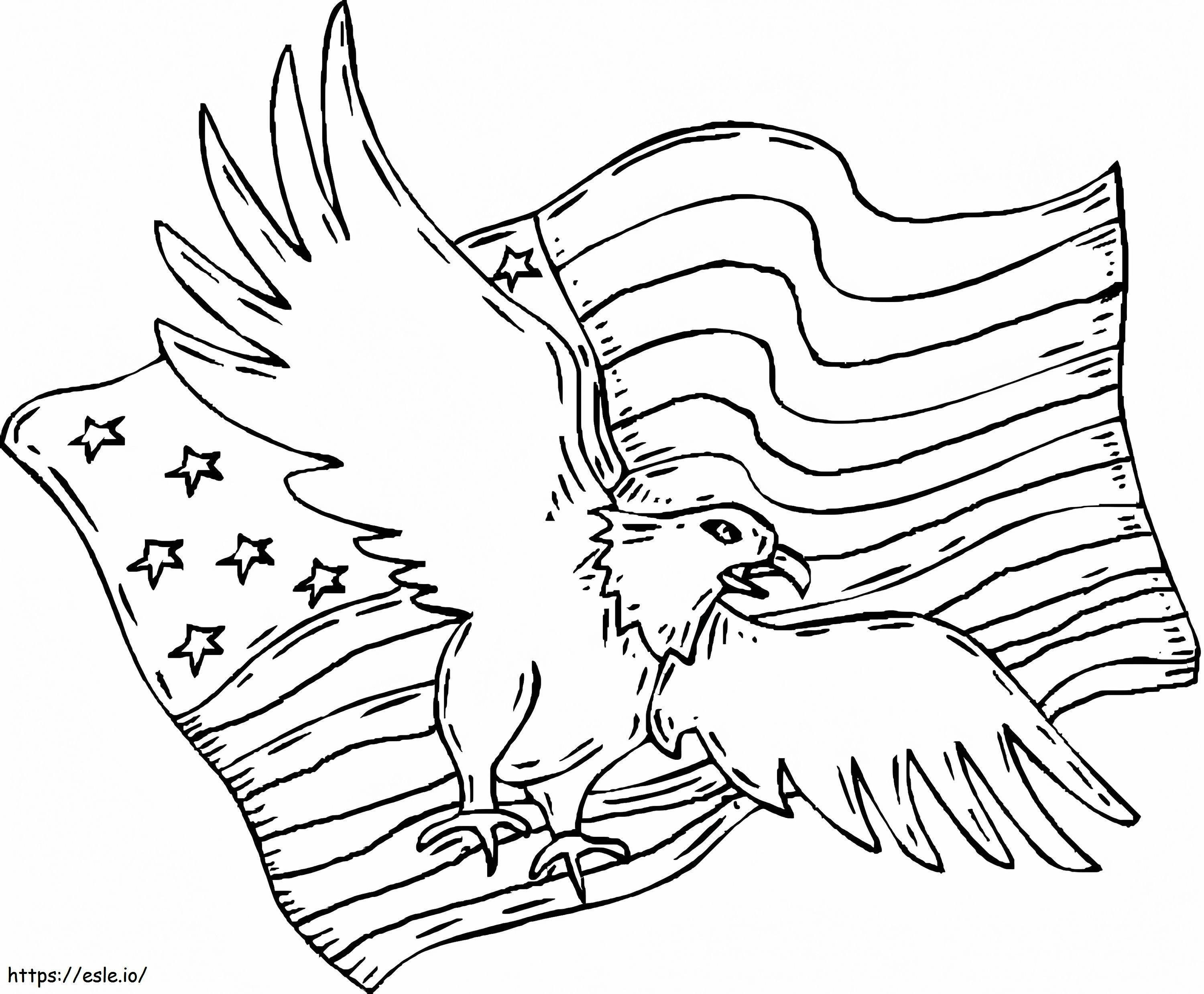 Bandeira Americana E Águia para colorir