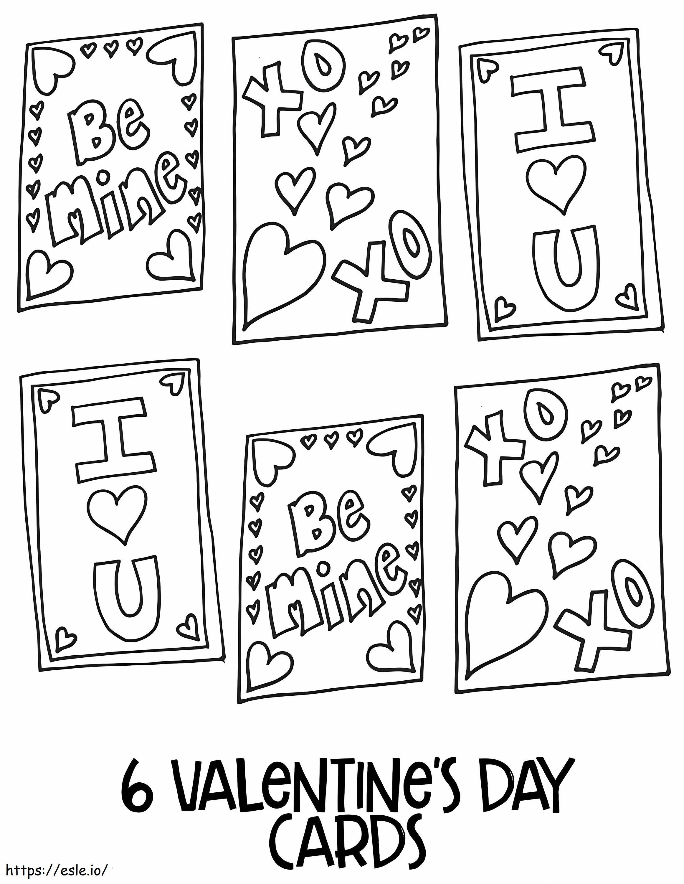Cartões de Dia dos Namorados para colorir