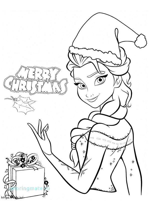 Coloriage Joyeux Noël avec Elsa à imprimer dessin