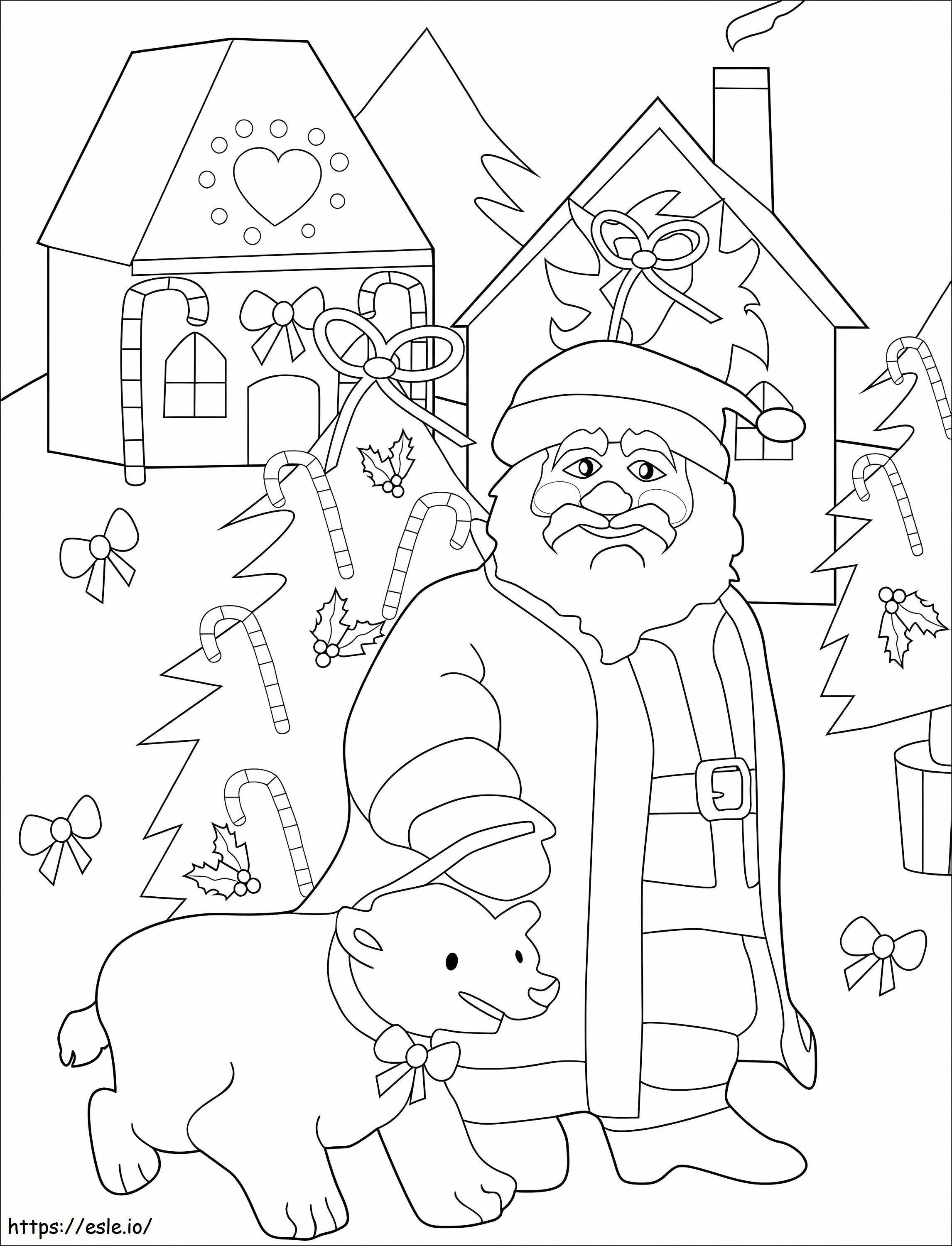 Babbo Natale e un orsetto da colorare