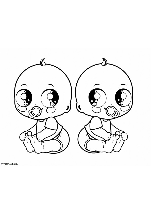 Coloriage Bébés jumeaux à imprimer dessin
