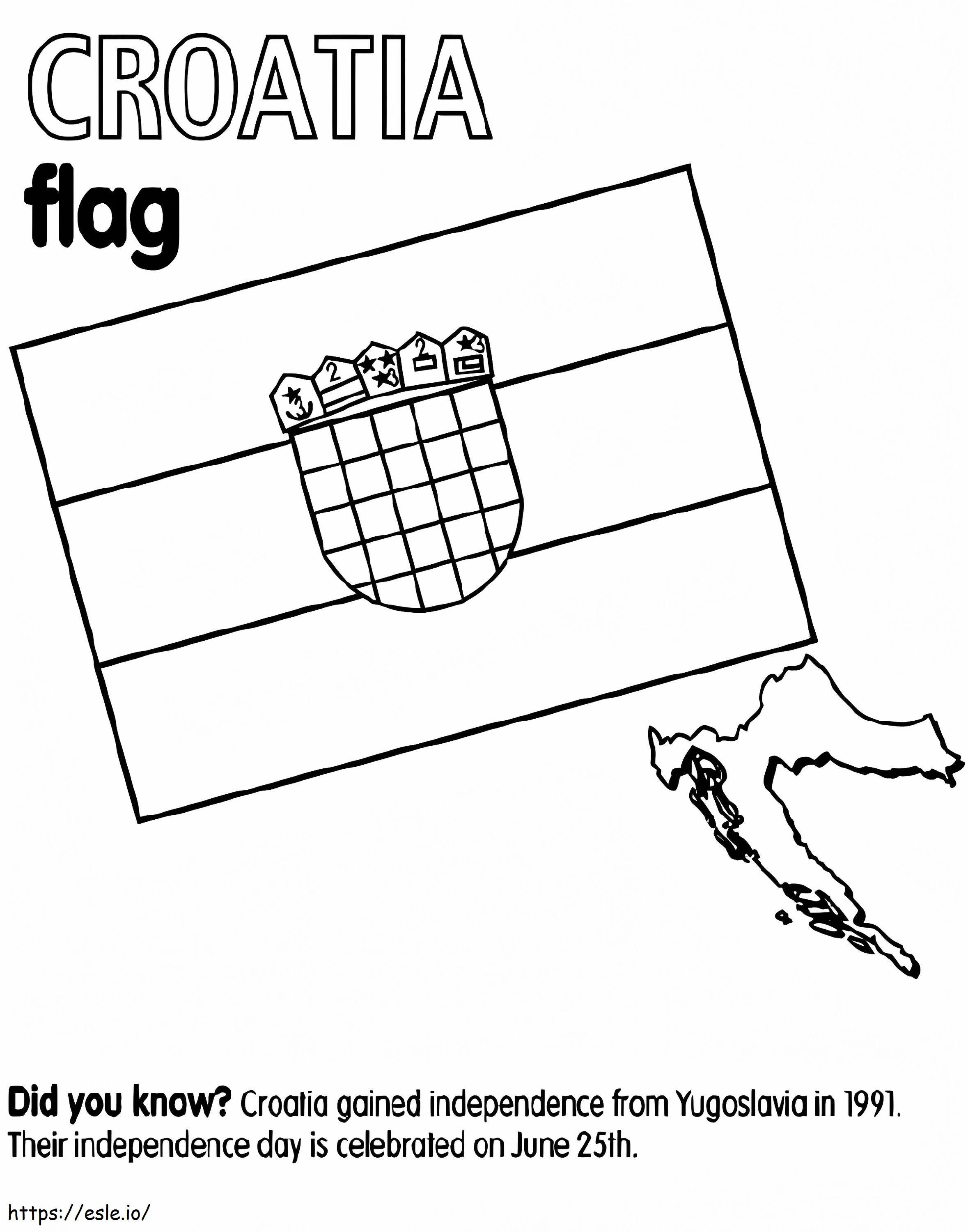 Croatia Flag And Map coloring page