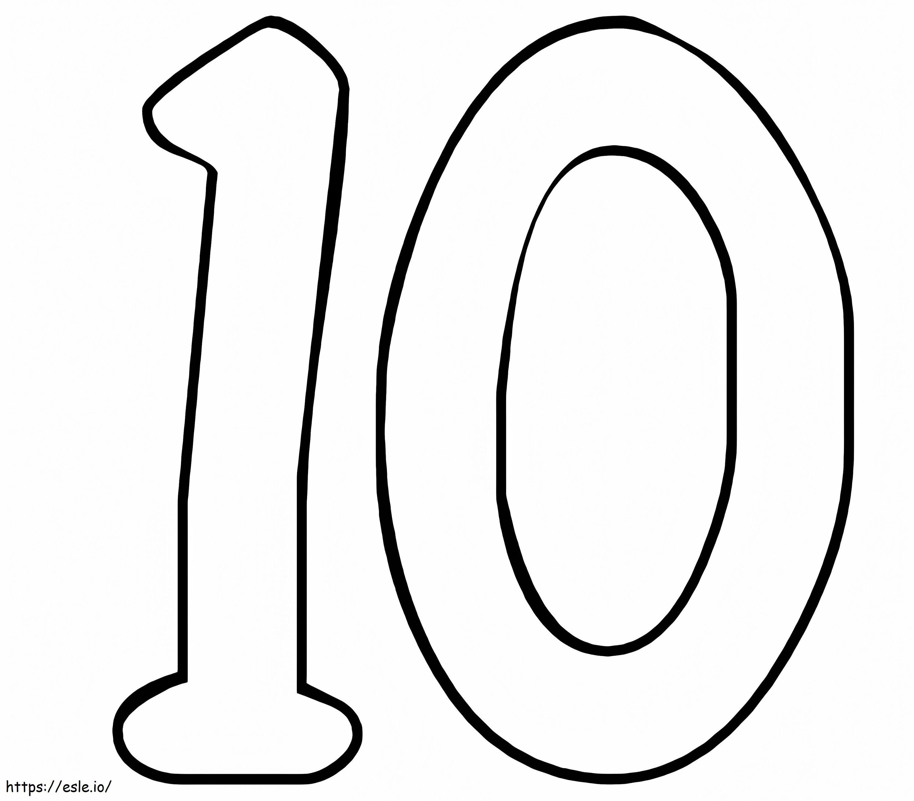 Könnyű 10-es szám kifestő