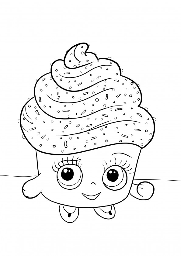 Cupcake Queen shopkin coloring image for kids to print for free