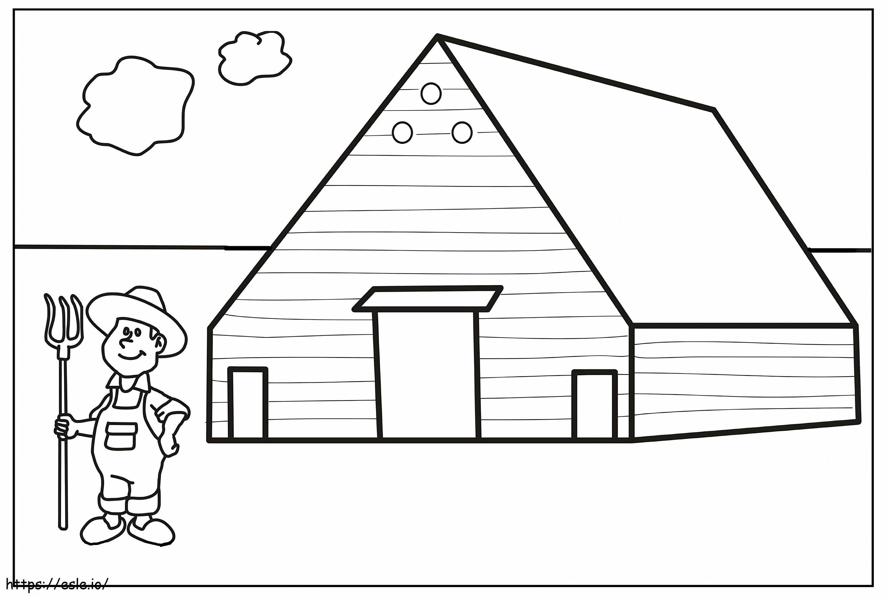 Farmer And House coloring page