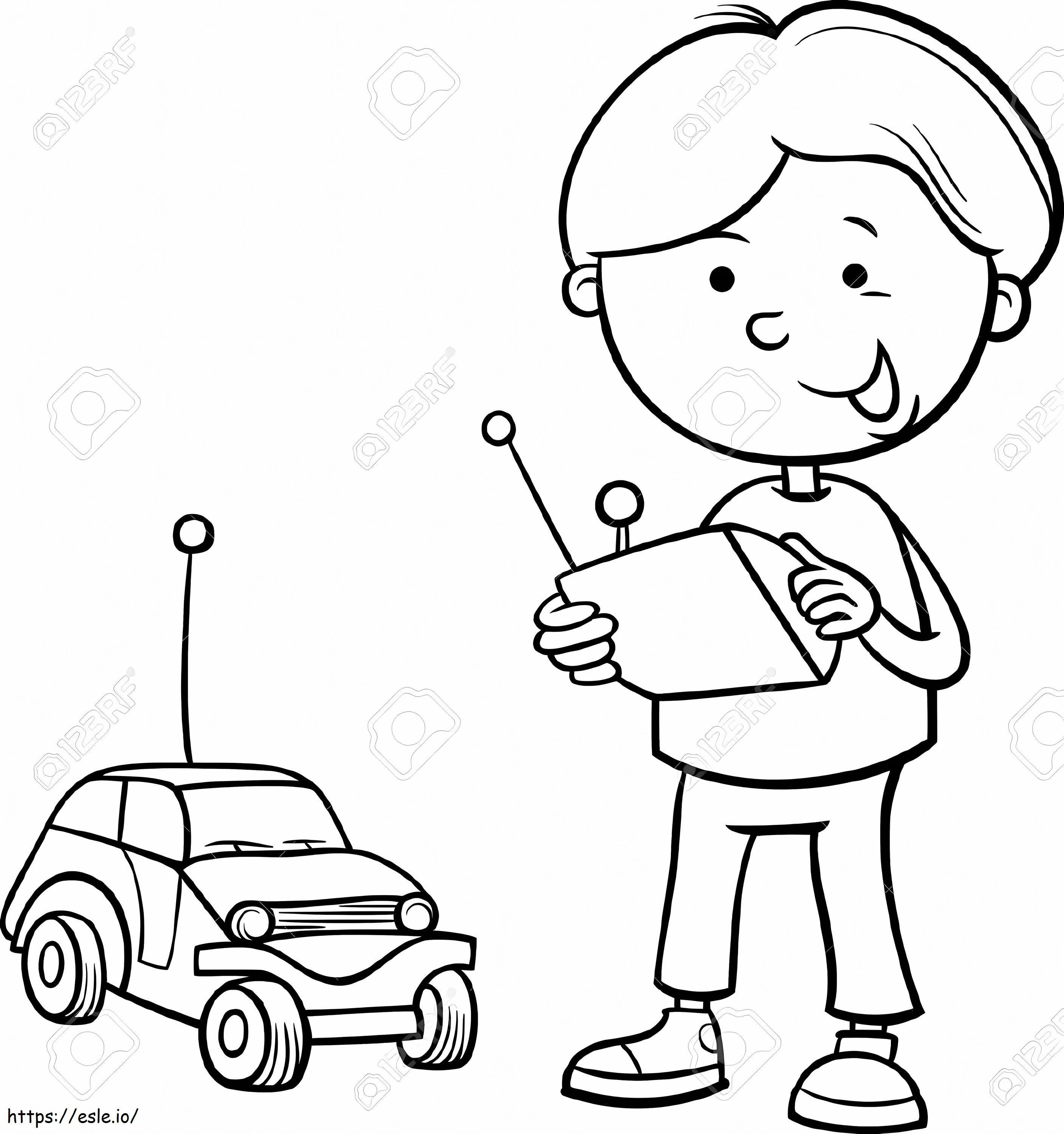 Boy Playing Toy Car coloring page