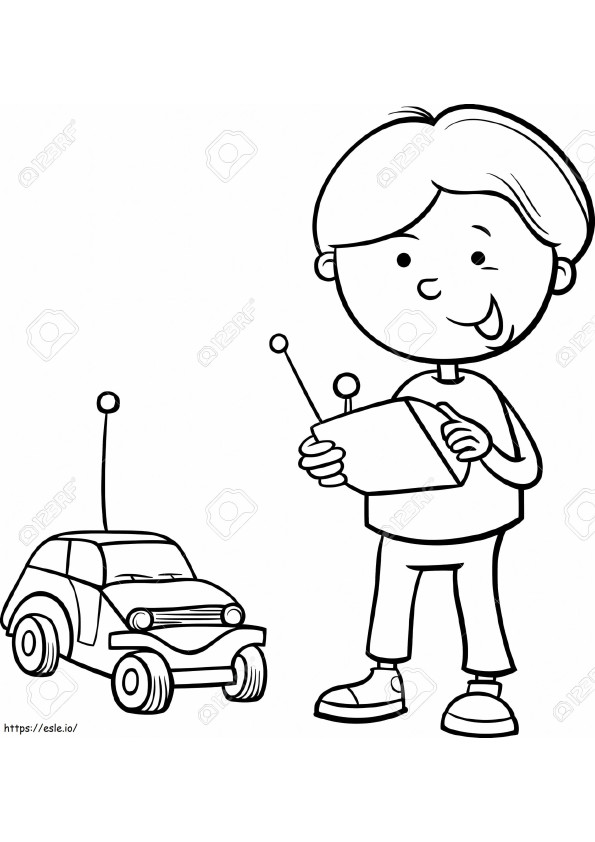 Boy Playing Toy Car coloring page