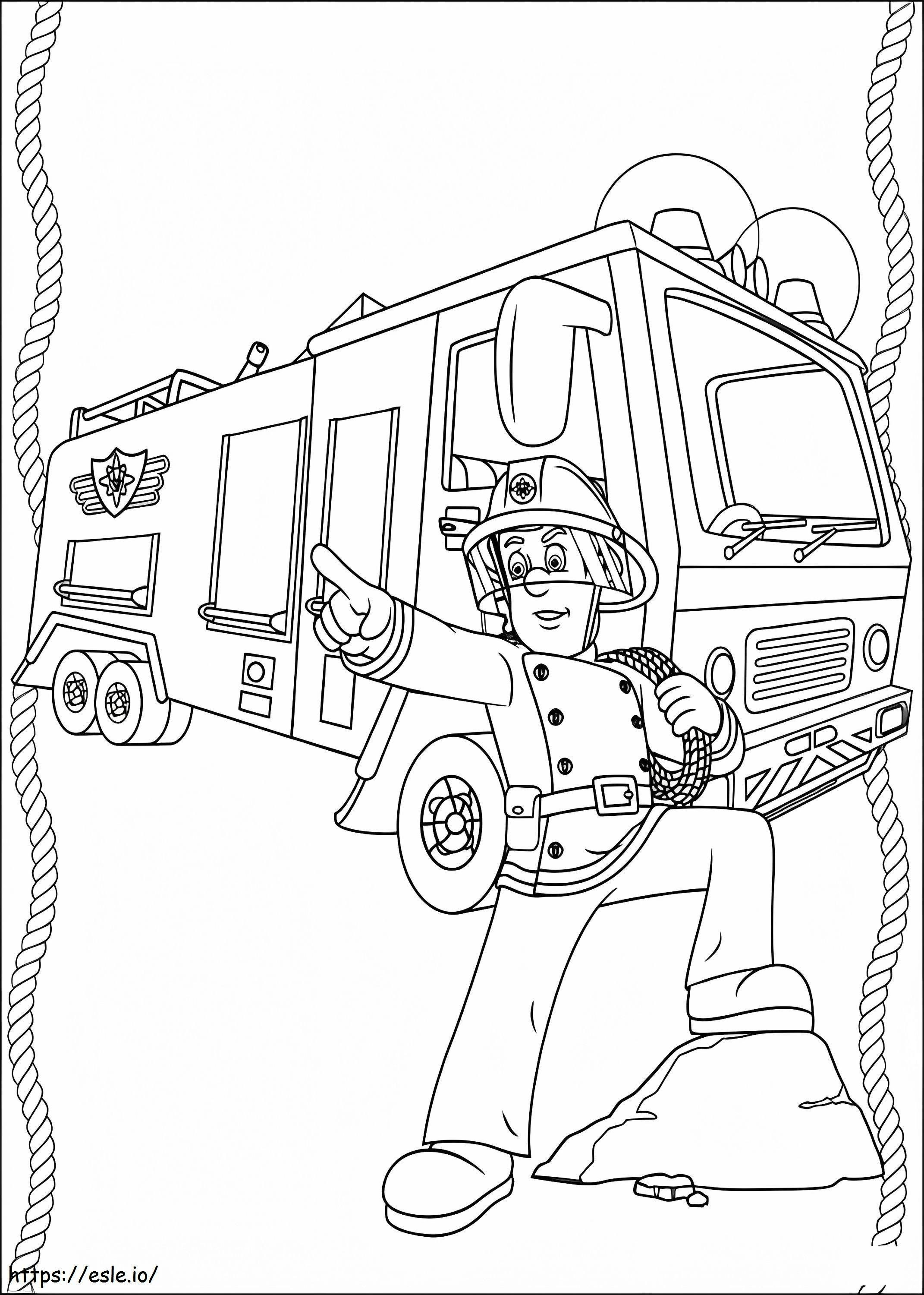 Cool Fireman Sam coloring page