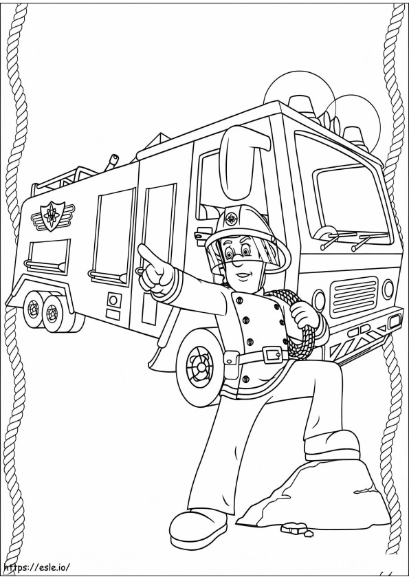 Cool Fireman Sam coloring page