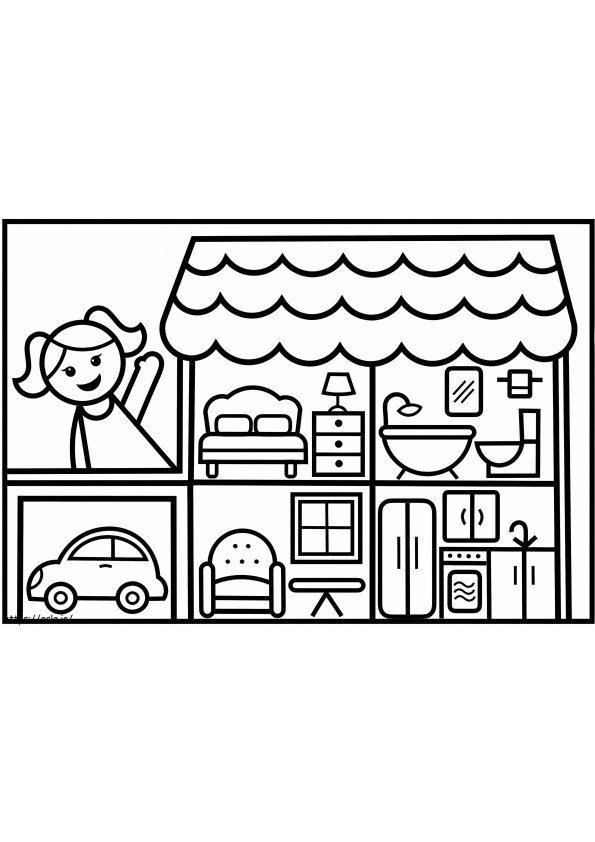 Happy Dollhouse coloring page