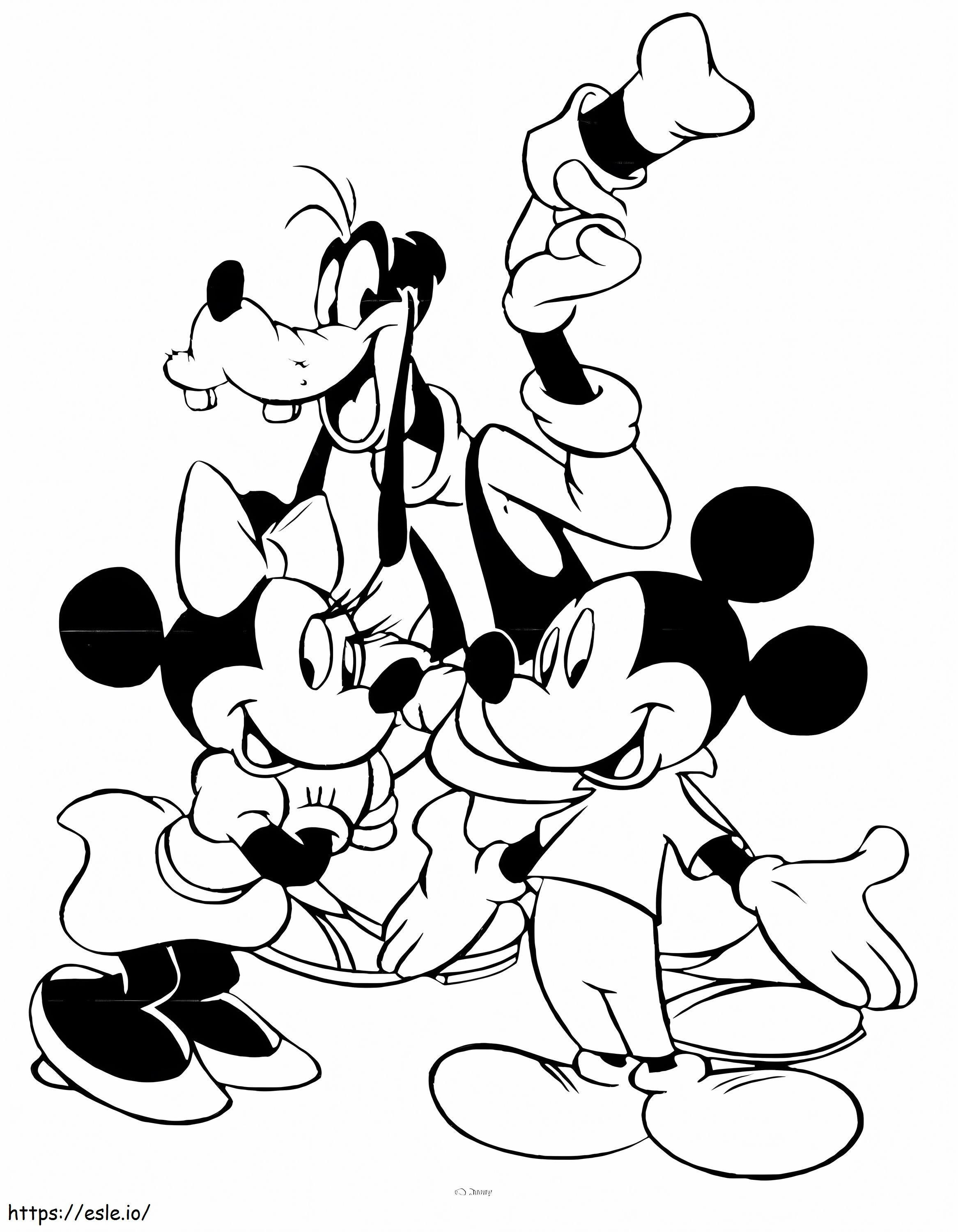 Mickey Mouse y dos amigos para colorear