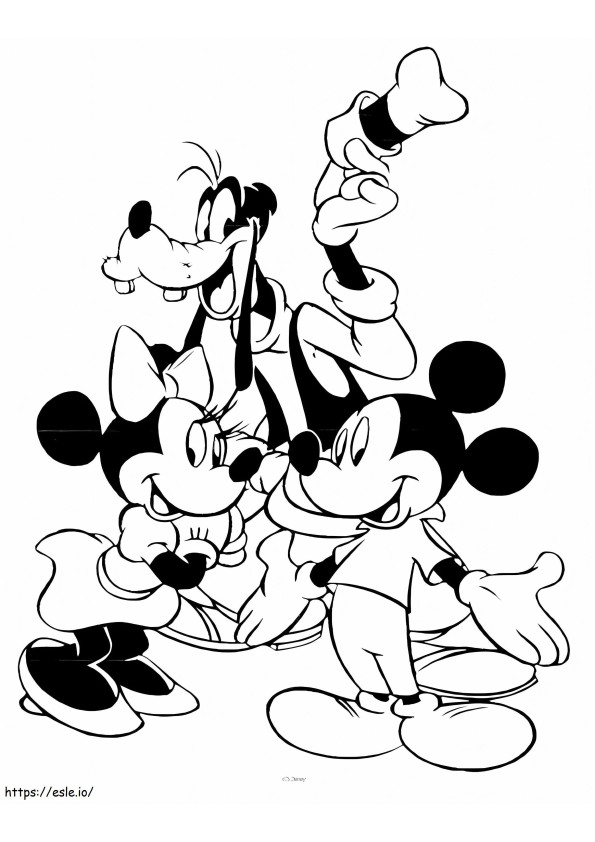 Coloriage Mickey Mouse et deux amis à imprimer dessin