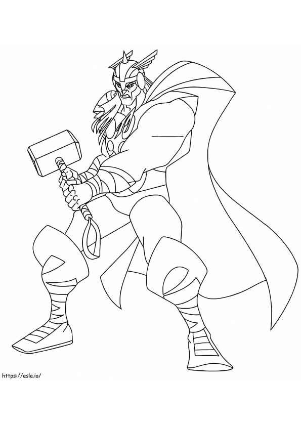 Thor And Mjolnir coloring page