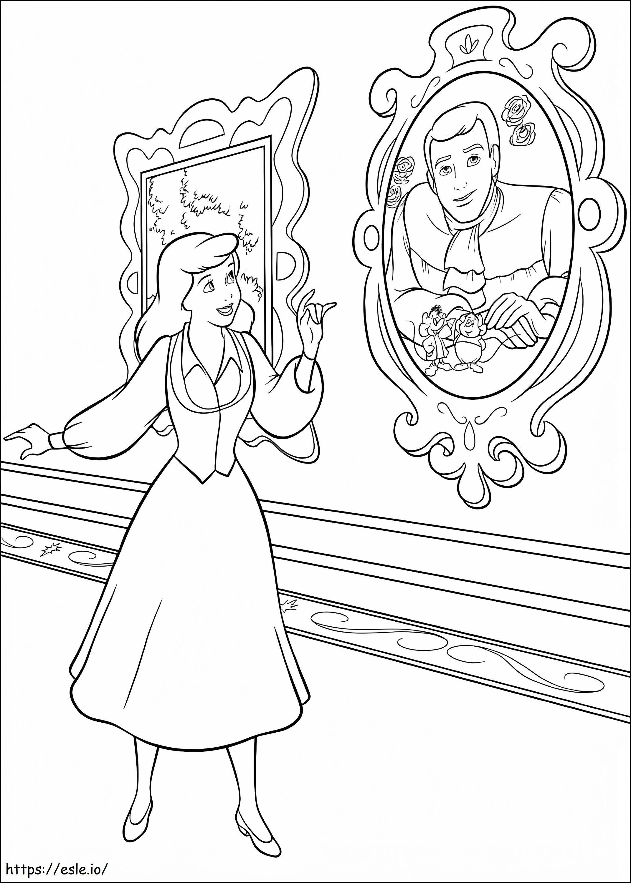 Cinderella Is Happy coloring page