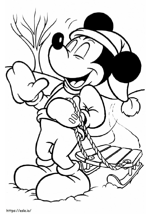 Mickey Mouse en invierno para colorear