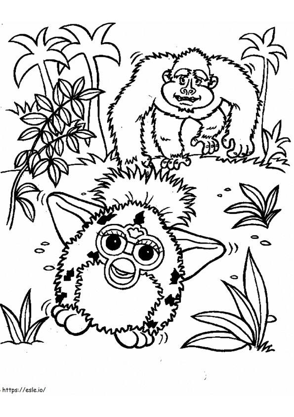 Furby And Monkey coloring page