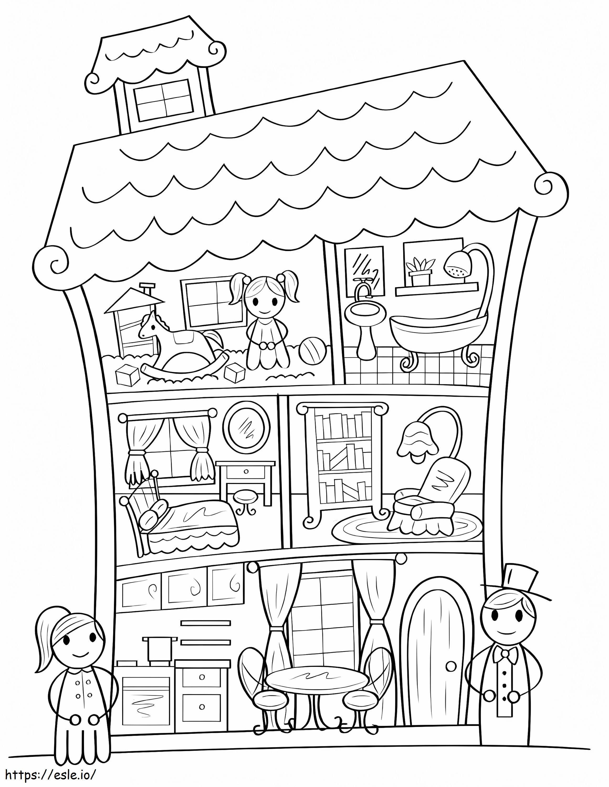 Linda casa de bonecas para colorir