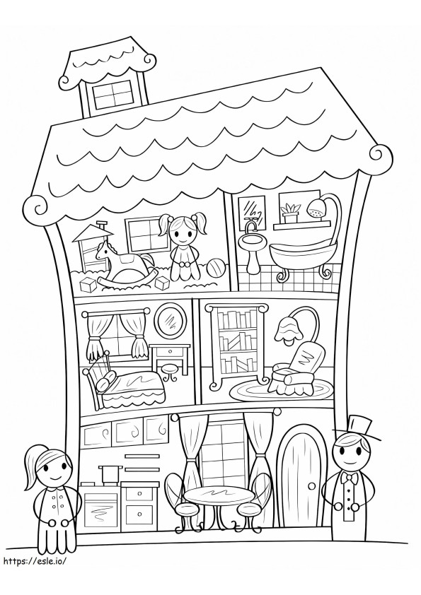 Coloriage Belle maison de poupée à imprimer dessin