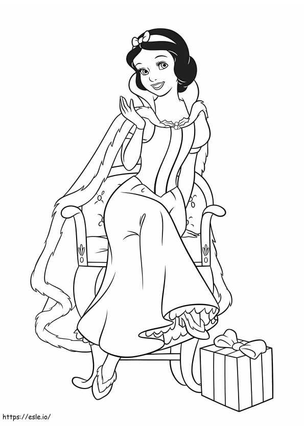 Snow White And Christmas Present coloring page
