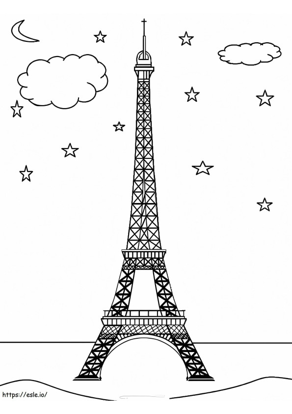 Eiffel Tower In Night coloring page