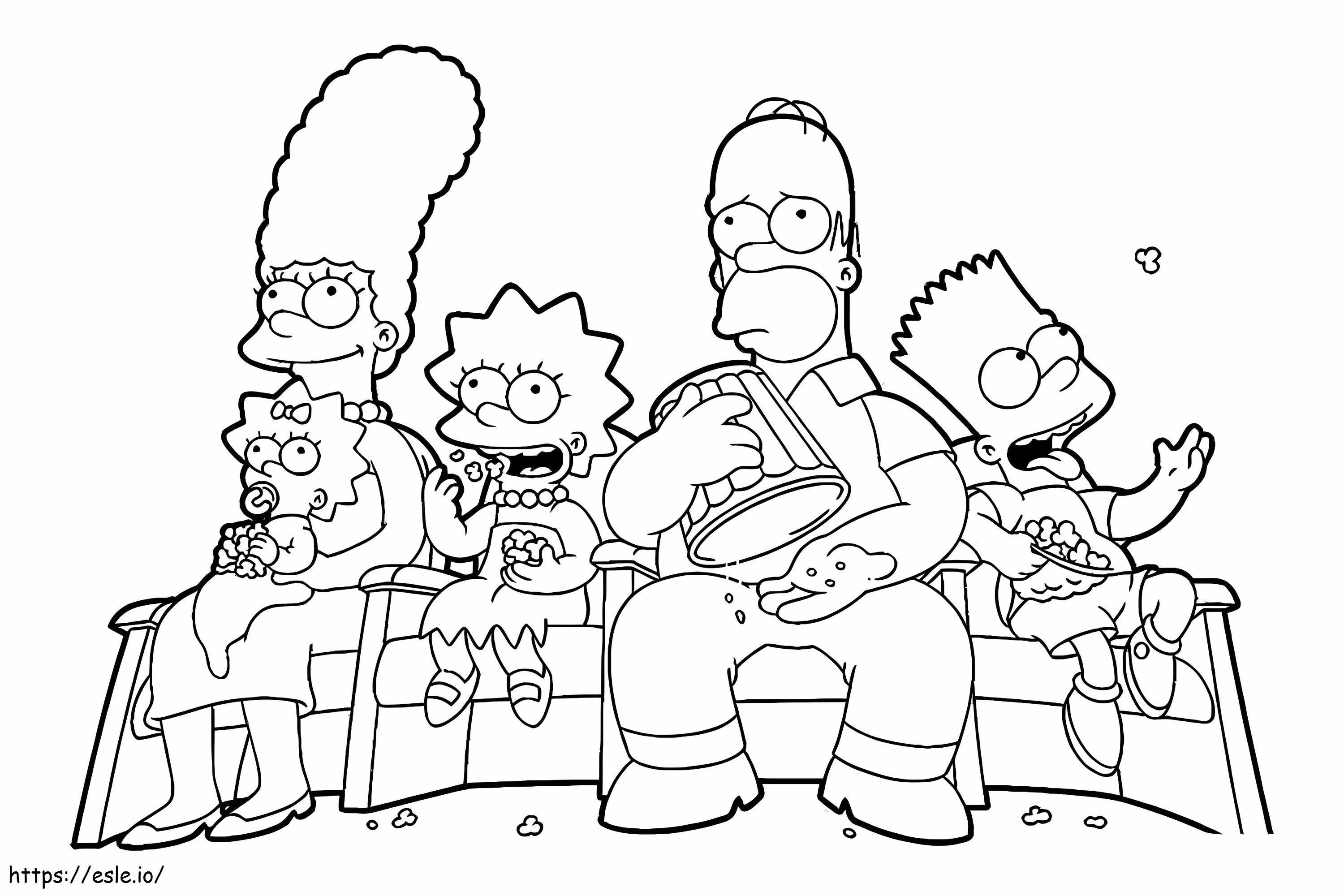Familia Simpsons se uită la film de colorat