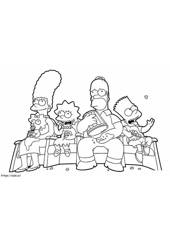 Simpsons Family Watching The Movie coloring page