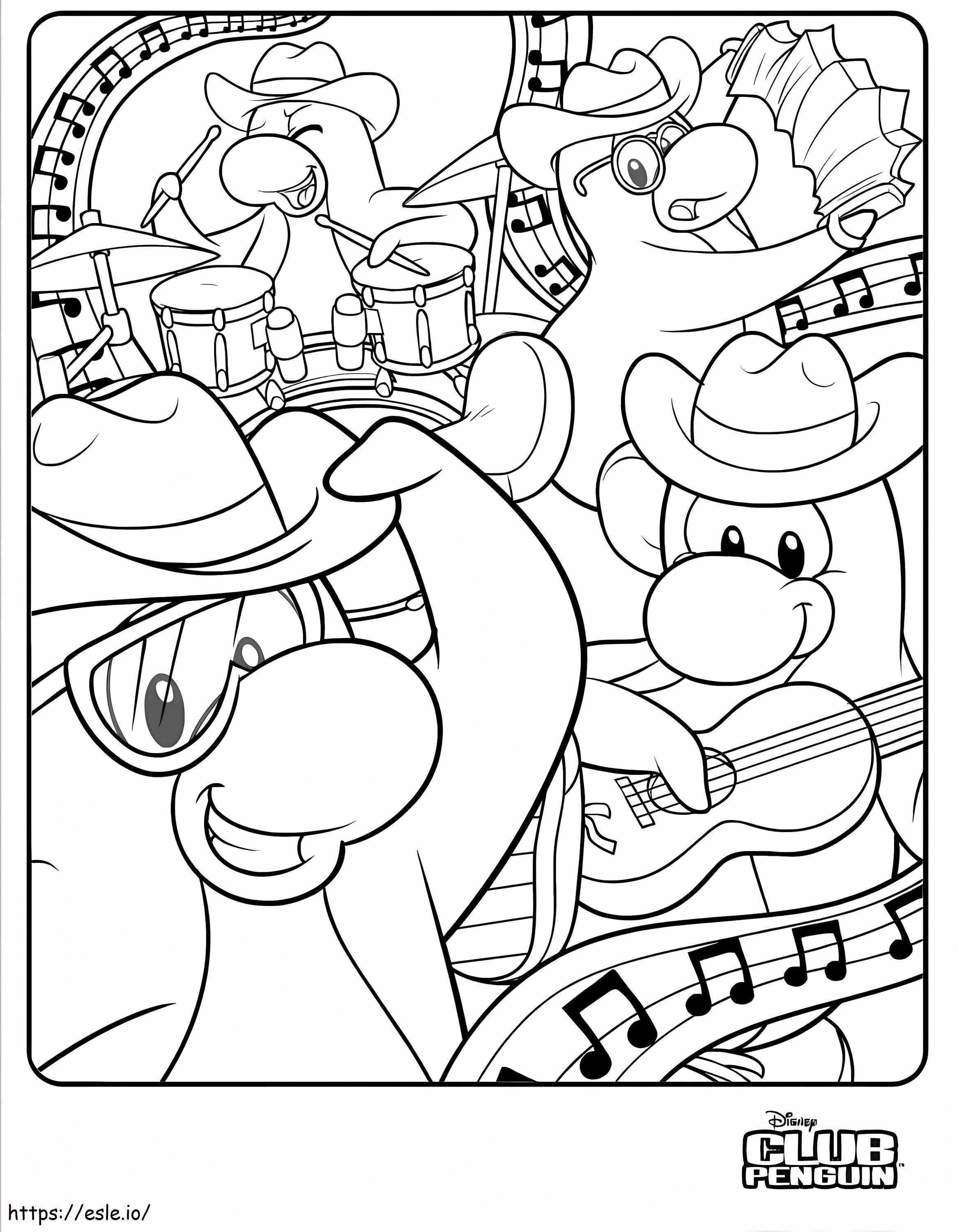 Coloriage Club Penguin Musique à imprimer dessin