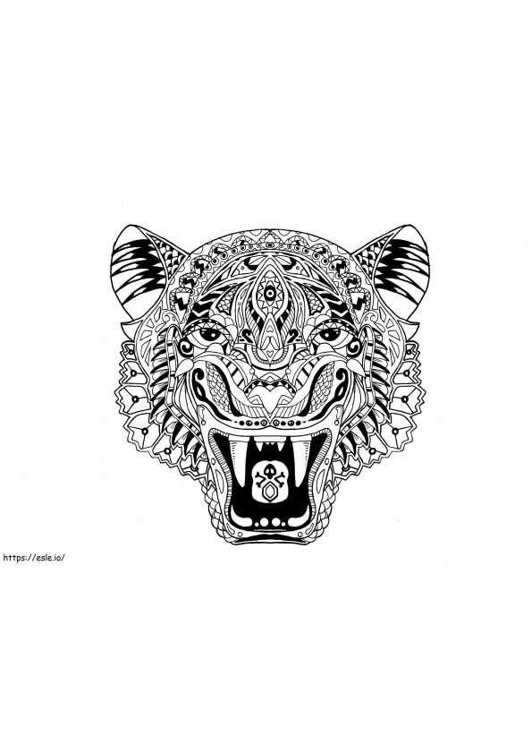 Mandala cu cap de tigru de colorat