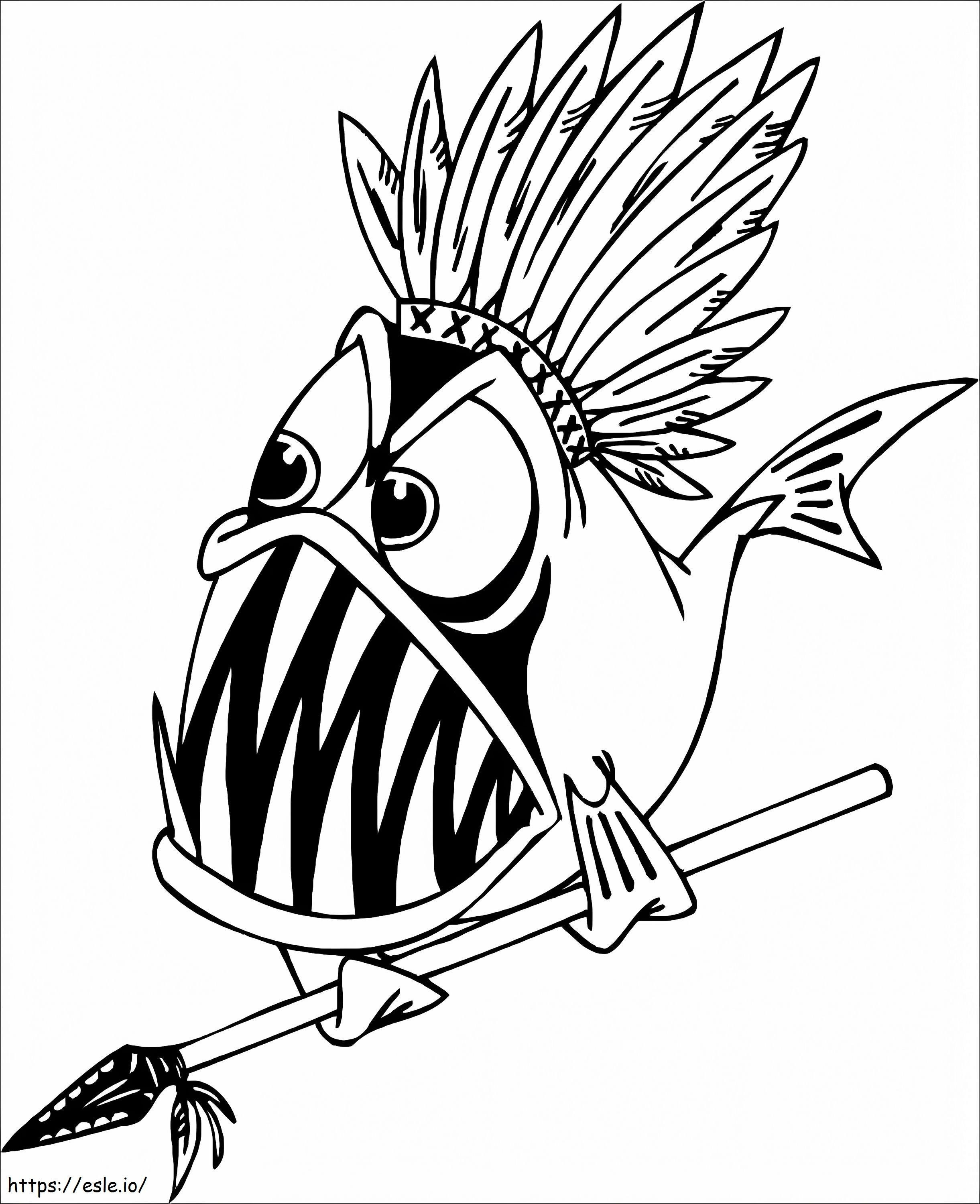面白いピラニア魚 ぬりえ - 塗り絵