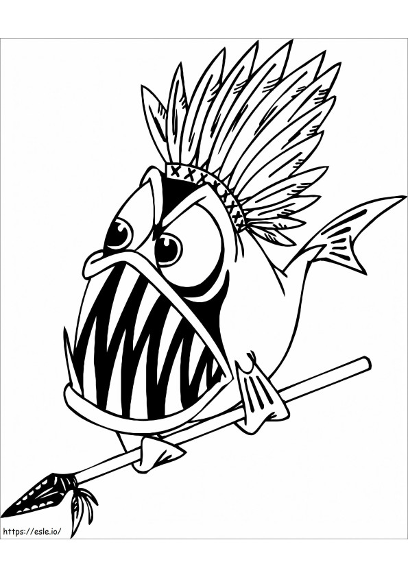 Funny Piranha Fish coloring page