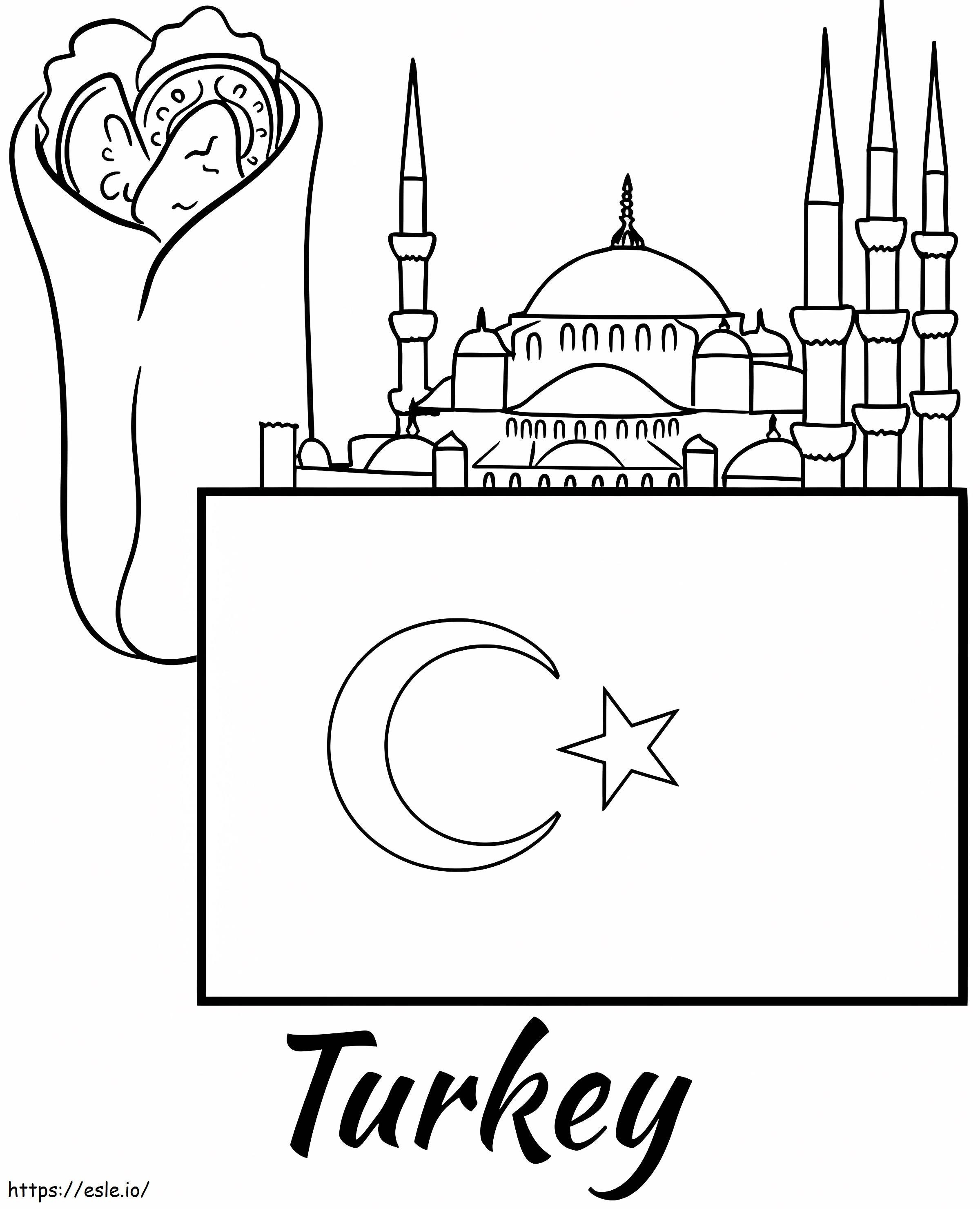 Country Turkey coloring page