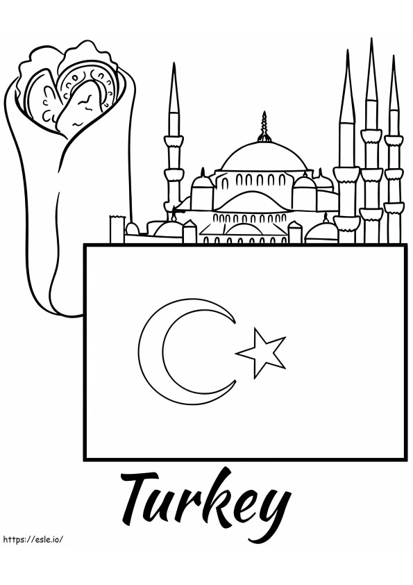 Country Turkey coloring page